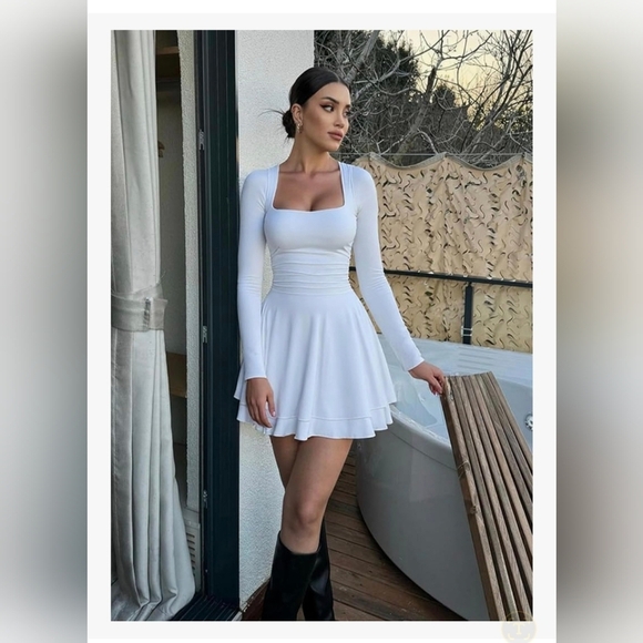 Kaximil Square Neck Rufle Hem Mini Dress #1026 - Picture 10 of 11